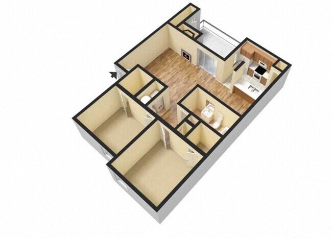 2BR 1BA E 169 floor plan